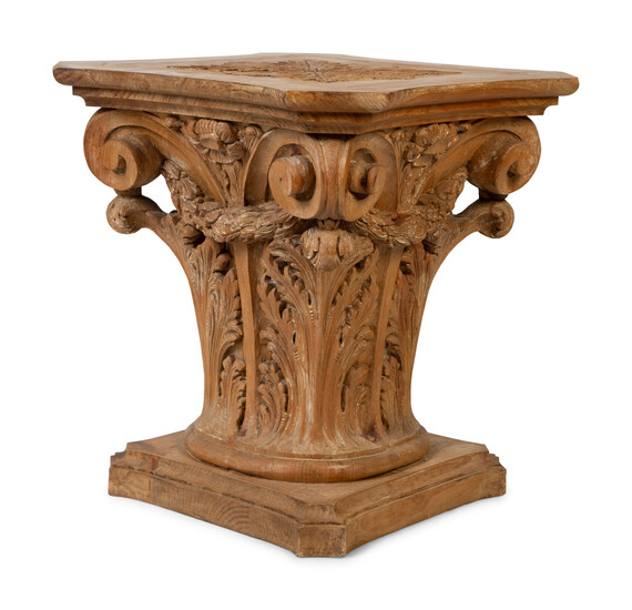A Continental Carved Wood Corinthian Style Table Base