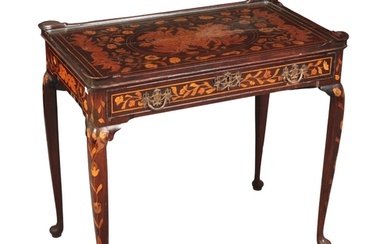 A DUTCH WALNUT AND MARQUETRY SIDE TABLE OR WRITING DESK 19t...