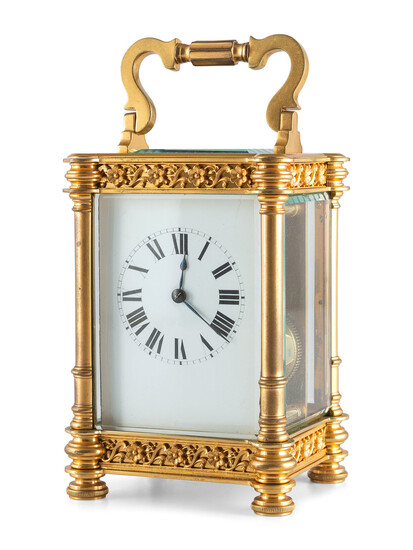 A French Ormolu Filigree Carriage Clock