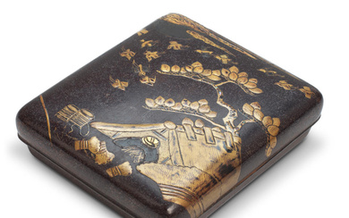 A GOLD-LACQUERED SMALL SUZURIBAKO (BOX FOR WRITING UTENSILS) Edo period...