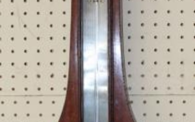 A George III inlaid and chequer strung mahogany banjo barometer,...