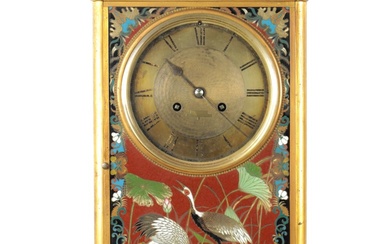 A LARGE 19TH CENTURY FRENCH GILT BRASS MANTEL CLOCK...