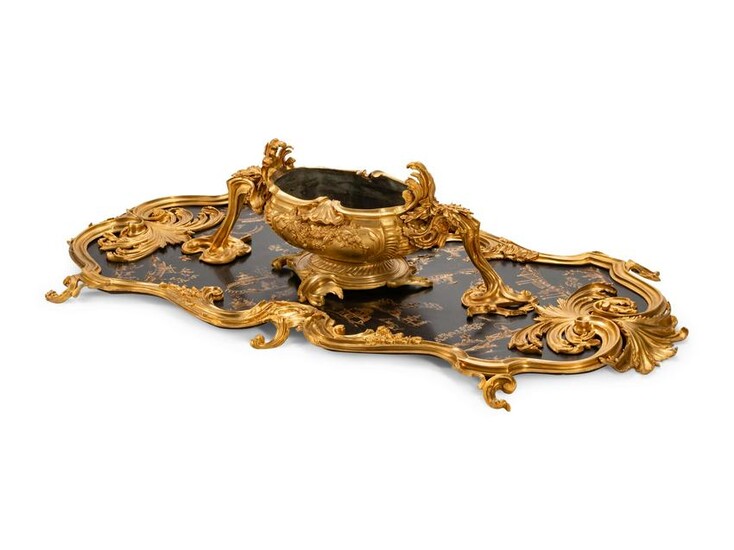 A Louis XV Style Gilt Bronze and Chinoiserie Painted
