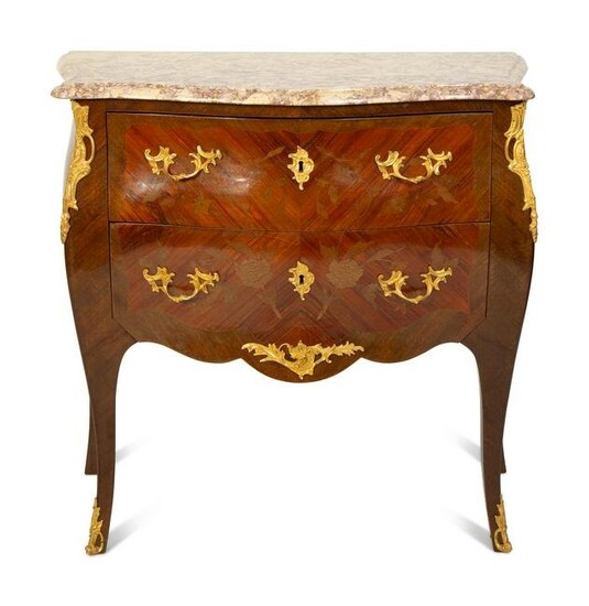 A Louis XV Style Marquetry, Gilt Bronze Mounted