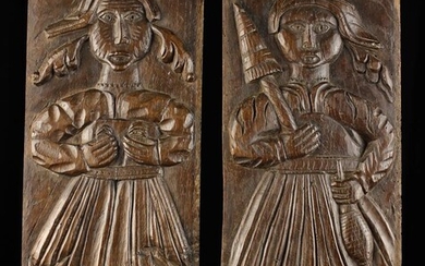A Pair of 16th Century Carved Oak...