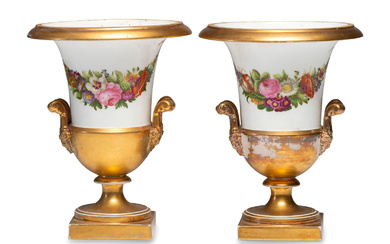 A Pair of Paris Porcelain Urn Vases