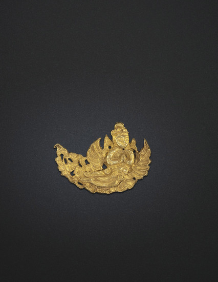 A RARE GOLD 'KALAVINKA' HAIRPIN ORNAMENT, LIAO DYNASTY (AD 907-1125)
