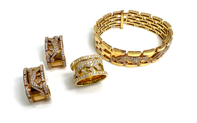 A SET OF GOLD AND DIAMOND JEWELRY