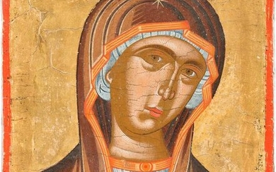 A SMALL ICON SHOWING THE MOTHER OF GOD FROM A DEISIS