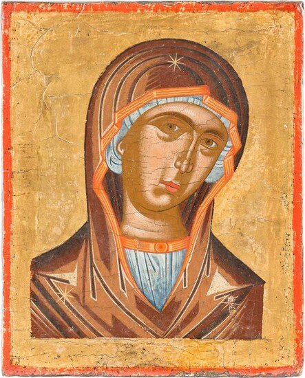 A SMALL ICON SHOWING THE MOTHER OF GOD FROM A DEISIS