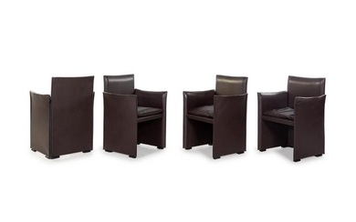A Set of Eight Leather-Upholstered Armchairs