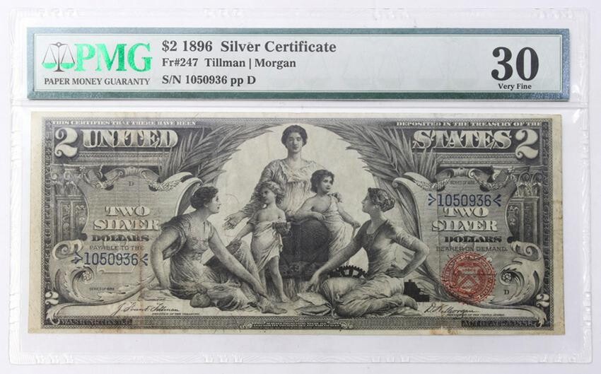 A United States $2 1896 Silver Certificate Educational