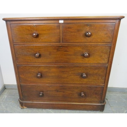 A Victorian mahogany chest of two short over three long grad...