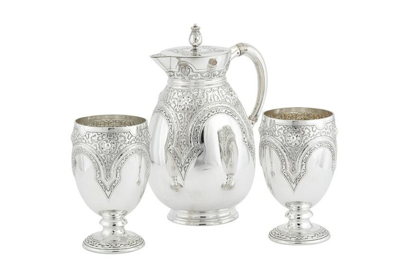 A Victorian sterling silver claret or cordial set