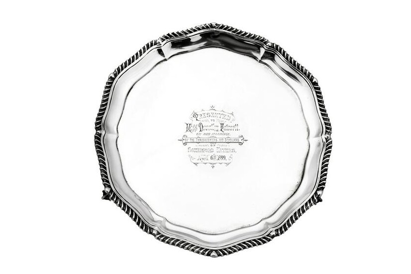 A Victorian sterling silver salver, Sheffield 1892 by