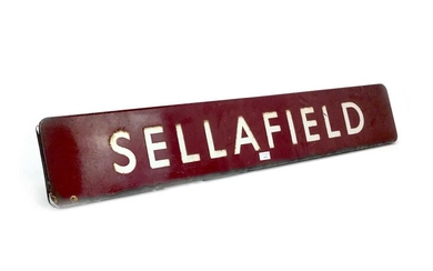 A WESTERN RAILWAYS RECTANGULAR ENAMEL PLATFORM SIGN - SELLAFIELD