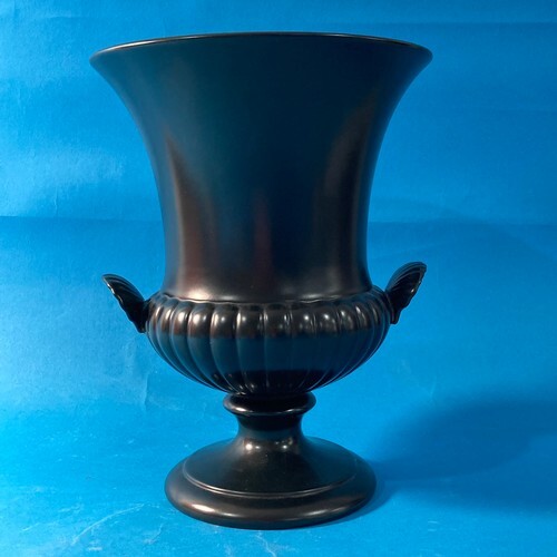 A Wedgwood black porcelain Urn, the twin handled body with i...