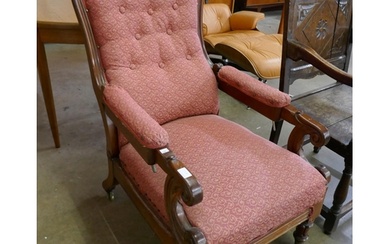 A William IV carved mahogany metamorphic reclining armchair