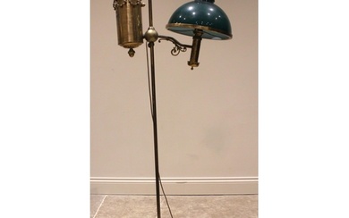 A brass floor standing adjustable students lamp, late 19th/e...