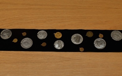 A collection of Coronation Medallions, Queen Victoria, Edward VII & George V all on display sash