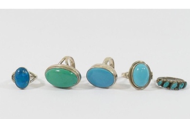 A collection of mainly turquoise set jewellery, items stampe...