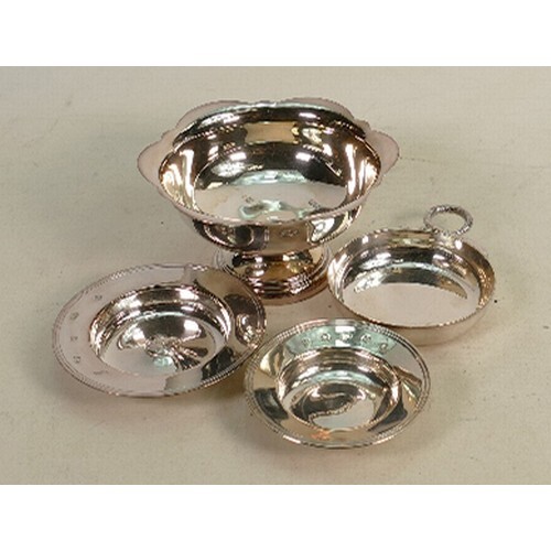 A collection of solid silver items: Comprising footed dish a...