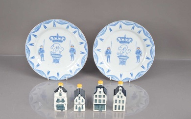 A decorative pair of reproduction Chinese export porcelain 'Portuguese Market' style plates
