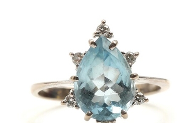 SOLD. A diamond and aquamarine ring set with a faceted pearshaped aquamarine weighing app. 2.20 ct. – Bruun Rasmussen Auctioneers of Fine Art