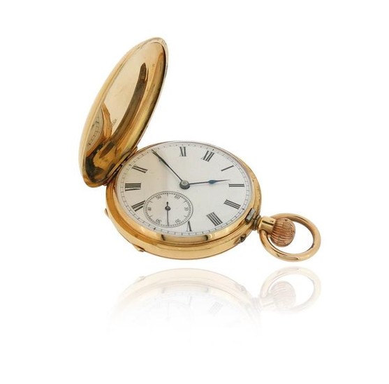 A gentleman's gold pocket watch, the plain white...