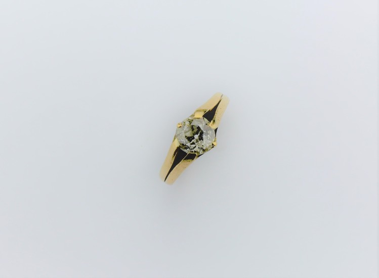 A gentleman's single stone ring, gypsy set, 18 carat gold. S...