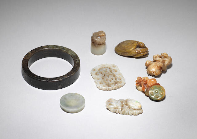 A group of jade, jadeite and hardstone carvings