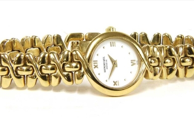 A ladies' gold plated Raymond Weil quartz bracelet watch