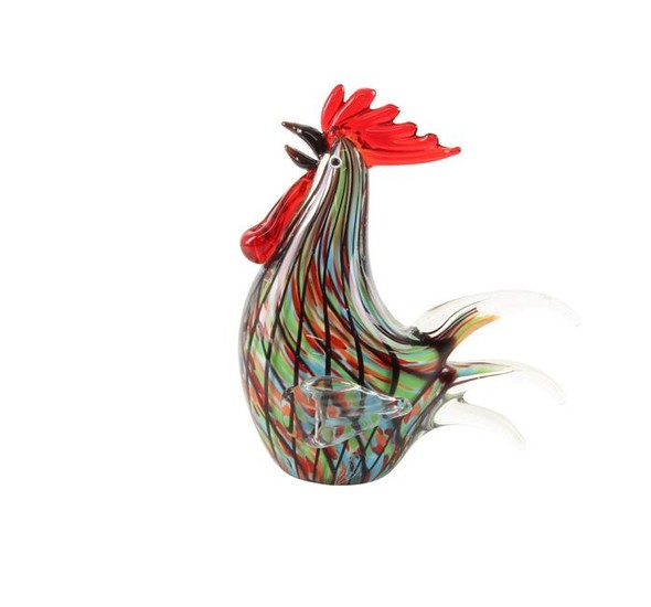 A murano glass Rooster (red colors)