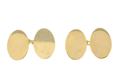 A pair of 9ct gold oval cufflinks.