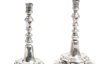 A pair of Baroque style silver candlesticks. Maker V. Christesen, 1870. Weight...