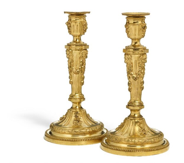 NOT SOLD. A pair of large French Louis XVI style gilt bronze candlesticks. Mid-19th century. H. 32 cm. (2) – Bruun Rasmussen Auctioneers of Fine Art