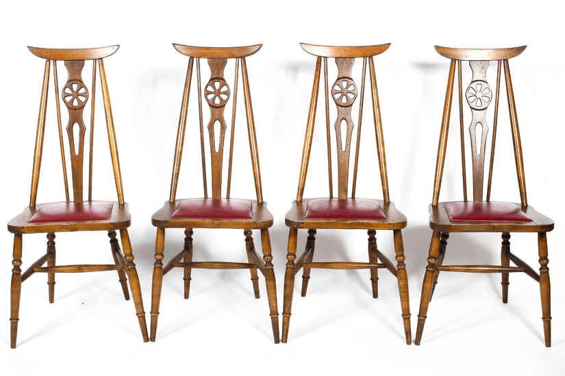 A set of four Ercol style oak kitchen chairs, circa 1970