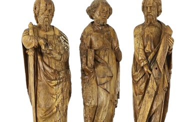 A set of three 18th century Continental carved wood figures ...