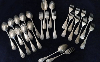 ADM / Set of twelve plain silver cutlery,...