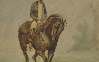 ALFRED DE DREUX (PARIS 1810-1860), Cavalier à cheval en haut de forme : portrait du baron de Adhémar