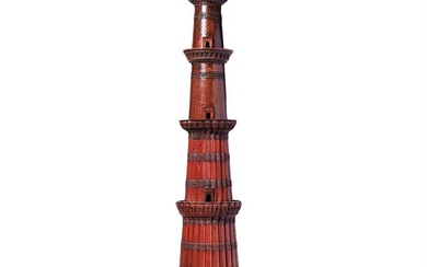 AN INDIAN TEAK MODEL OF THE QUTB MINAR, 19TH CENTURY AND LATER