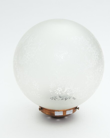 AN OVOID ETCHED GLASS LIGHT SHADE, LEONARD JOEL LOCAL DELIVERY SIZE: SMALL