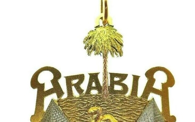 ANTIQUE 14k Tri Color Gold Masonic Arabia Pendant Charm