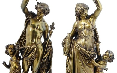 ANTIQUE FRENCH NEOCLASSICAL GILT BRASS SCULPTURES