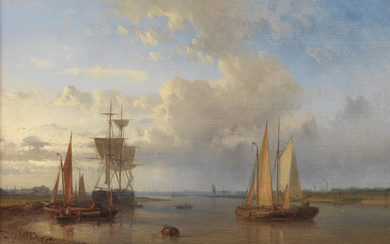Abraham Hulk (Dutch, 1813-1897) Fishing boats in an estuary