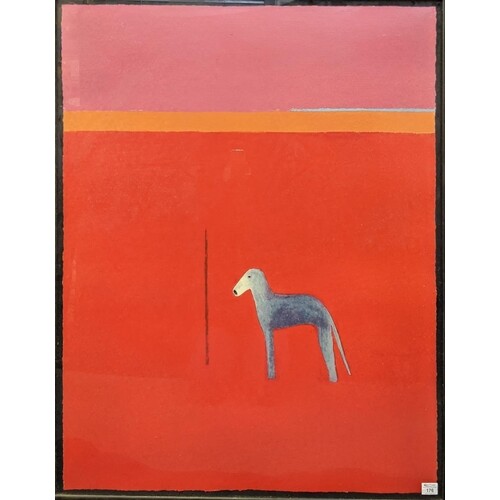 After G Aitchesin (?), dog in a red landscape, limited editi...
