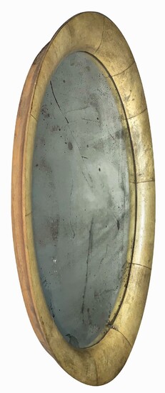 Aldo Tura. 50s. Miroir encadré en bois recouvert de vélin, usure. . 51x30 cm