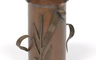 American Arts and Crafts Mixed Metals Vase, Attr. to Hans Jauchen, ca. Early 1900's