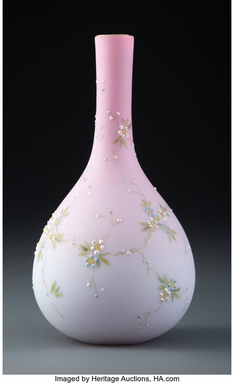 American Enameled Satin Glass Vase (late 19th century)
