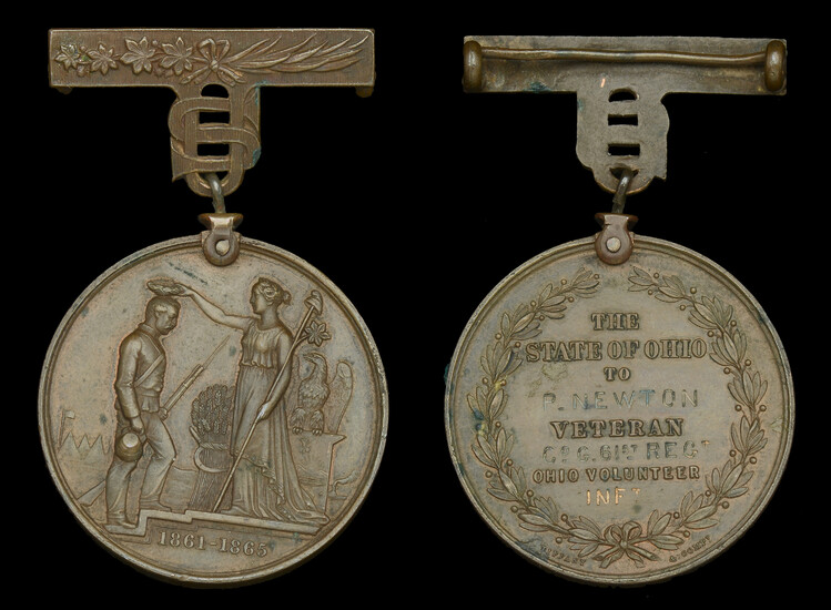 An Ohio Civil War medal awarded to Private Patrick Newton, a Veteran...